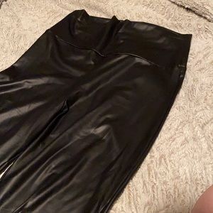 Pleather Leggings with Knee Slits